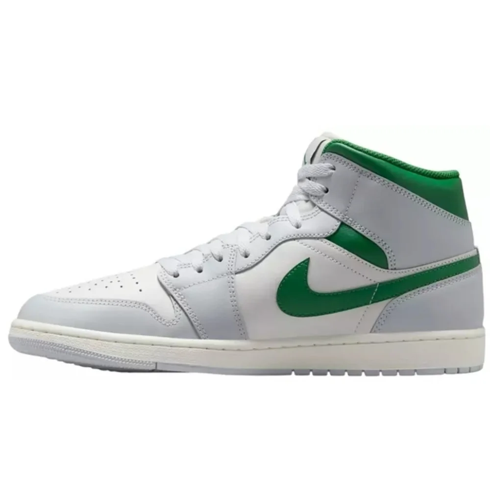 NIB Air Jordan 1 Retro Mid Sneakers Size 11.5 Summit White, Pine Green